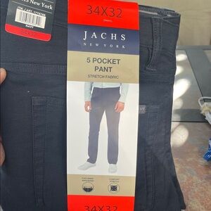 Jachs Navy Chinos 5-pocket stretch fabric nwt  34 x 32
